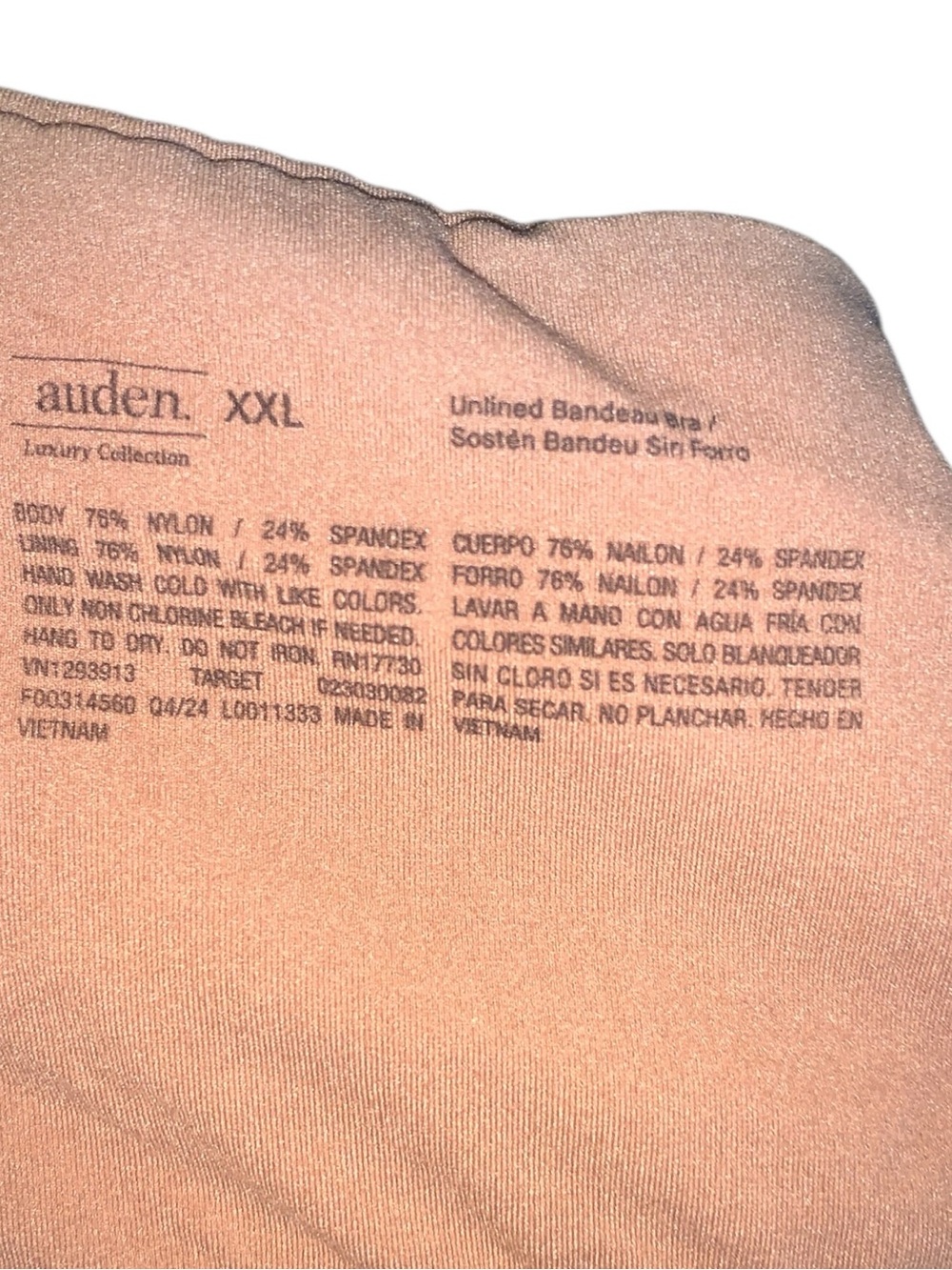 Auden Luxury Collection Brown Unlined Bandeau Bra - Picture 3 of 3